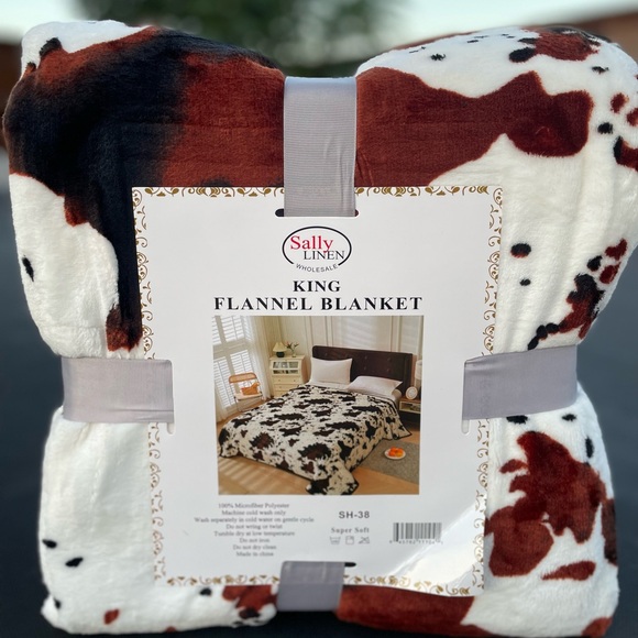 New king size soft Flannel Blanket Cow print Black Brown White Galloway cattle - Picture 6 of 6
